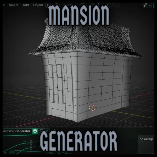 Mansion generator, shown in the Blender viewport